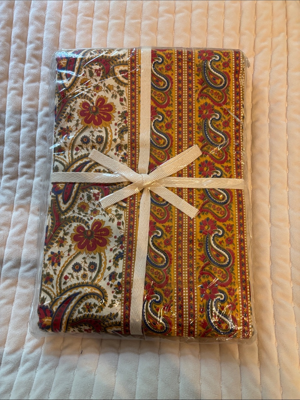 Classic Paisley Cotton Tablecloth - Yellow and Red